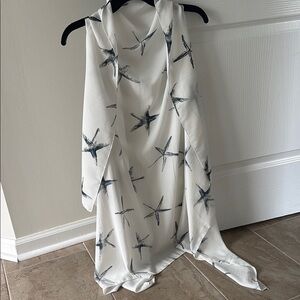 Starfish Print White Scarf